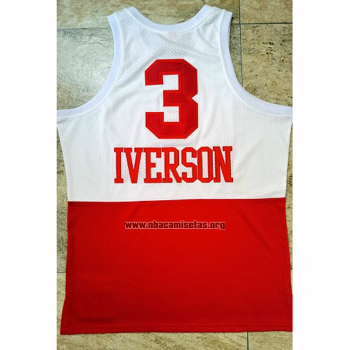 Camiseta Philadelphia 76ers Allen Iverson NO 3 Retro Blanco Rojo